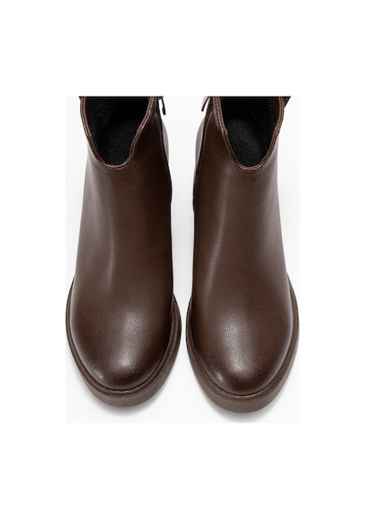 Luvishoes Luvi Shoes Mier Kahverengi Cilt Zincir Detaylı Kadın Kalın Topuklu Bot Kahverengi Deri