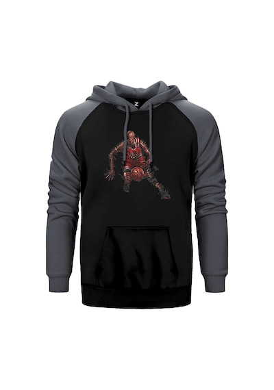 Micheal Jordn 23 Silhouette Gri Renk Reglan Kol Kapşonlu Sweatshirt Gri