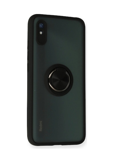 Redmi 9a Kılıf Montreal Yüzüklü Silikon Kapak - Siyah İtdark29684