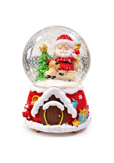 2027 Yılbaşı Yeni Yıl Hediyesi Işıklı Müzikli Noel Baba Yılbaşı Çam Ağacı Temalı Kar Küresi 13x8 Cm