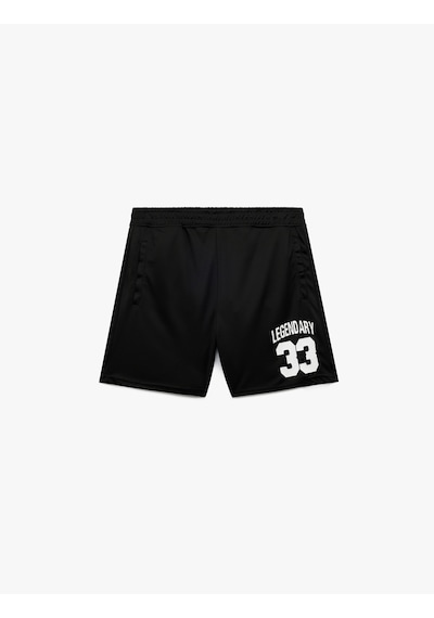 Koton Baskılı Cep Detaylı Beli Lastikli Oversize Spor Şort Siyah 5sam40102nk Siyah