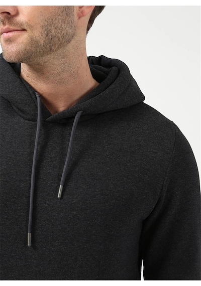 Süvari Kapüşonlu Yaka Regular Kalıp Düz Antrasit Sweatshirt Antrasit