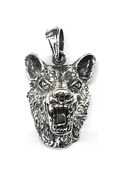 Omar Silver Unisex Kurt Kafası Kolye Ucu Oksitli Büyük Boy Gümüş (513868009)