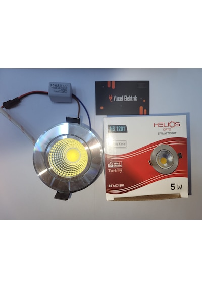 Helios 5 Watt Krom Kasa Beyaz Işık Trafolu Soğutmalı Cob Led Spot Saten - Krom