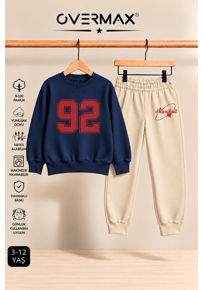 Overmax 92 Baskılı Çocuk Bisiklet Yaka Sweatshirt Eşofman Takımı- 3-12 Yaş Lacivert-bej - 928488349 Lacivert-bej Overmax 92 Baskılı Çocuk Bisiklet Yaka Sweatshirt Eşofman Takımı- 3-12 Yaş Lacivert-bej - 928488349 Lacivert-bej