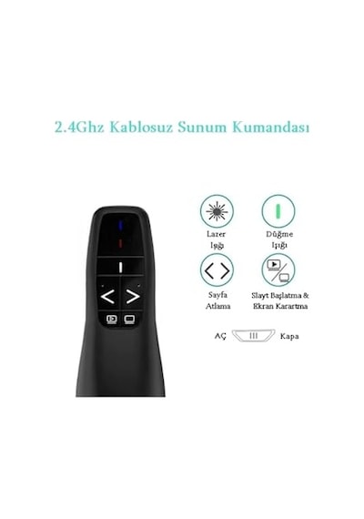 Telefon -bilgisayar - İpad Ve Uyumlu Kablosuz Sunum Kumandası - Type-c Siyah