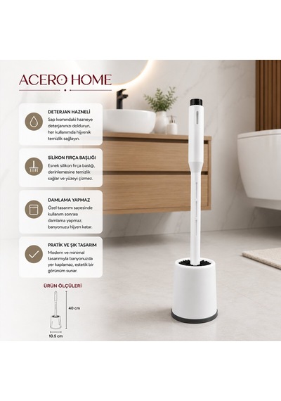 Acero Home 2116 Deterjan Hazneli Silikon Klozet Wc Fırça Seti- 12'li Paket Diğer