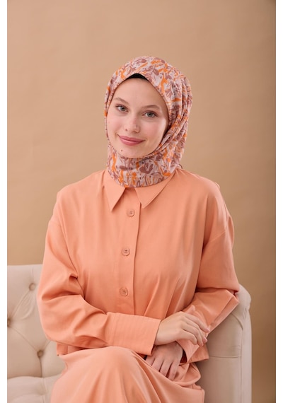 Silk Home Soft Eşarp 73091-36 Turuncu, Kahve, Beyaz, Taş