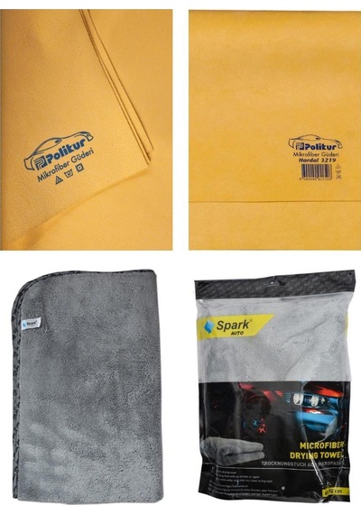 Polikur 3219 Mikrofiber Güderi Oto Kurulama Bezi Ve Spark 2316 Peluş Oto Kurulama Bezi 2'li Set