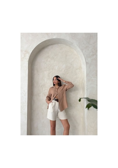 Verymoda Kemerli Şort D2686 Taş