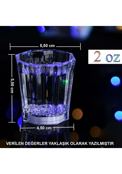 Renkli Led Parlayan Fiber Optik Glow Işıklı Bardak 5,5 X 5,5 Cm 1 Adet +0