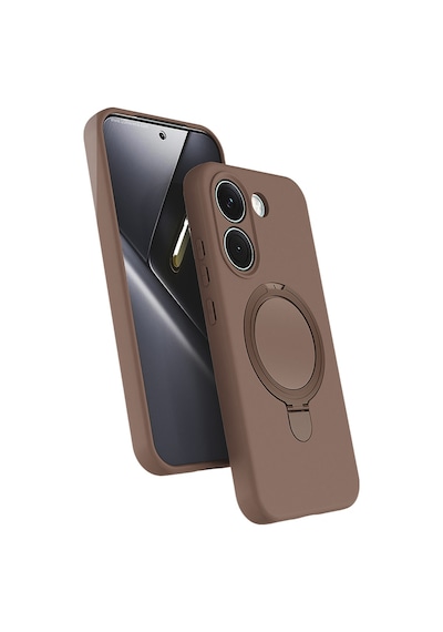Teleplus Xiaomi Poco X8 Pro Kılıf Samara Yüzüklü Manyetik Araç Tutucu Kılıf Kahverengi