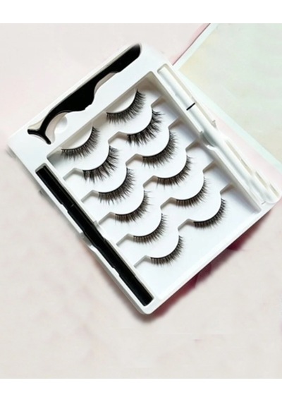 3d Manyetik 12 Adet Takma Kirpik Seti 6 Çift + 2 Adet Likit Eyeliner Yapıştırıcı + Kirpik Cımbızı