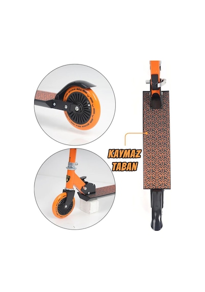 Lamborgini L6-120 Katlanabilir 2 Tekerlekli Çocuk Scooter 50kg Kapasite 3+ Yaş Turuncu
