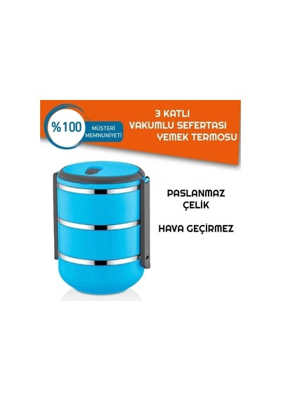 Sefer Tası Yemek Termosu Saklama Kabı Termosu 3lü - Çelik Renkli