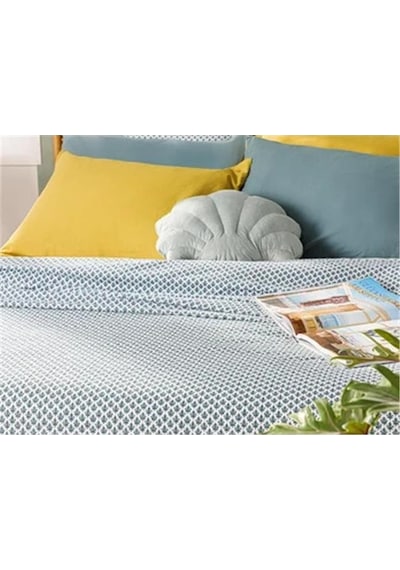 English Home Petit Florets Çift Kişilik Pike 200x220 Cm Koyu Yeşil Beyaz