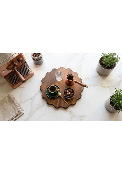 Famwoodart Büyük Boy Ahşap Sunumluk Ve Supla & Nihale %100 Çam Akasya