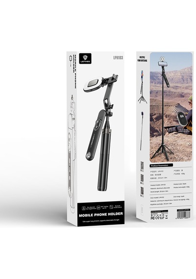 Lenyes Lph103 Çok Fonksiyonlu Sabitleyici Ayrılabilir Bluetooth Kumandalı Tripod Selfie Çubuğu Siyah