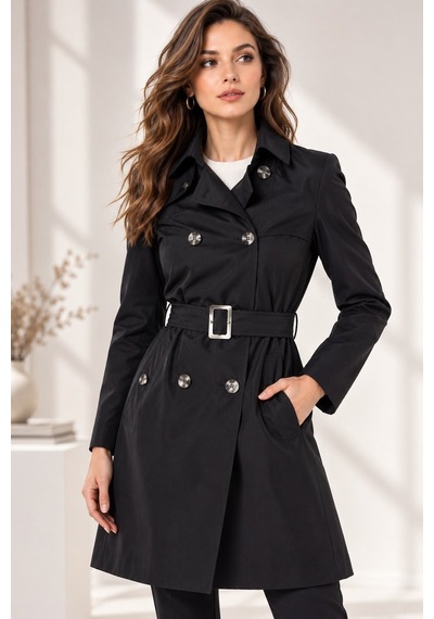 Z9642 Dewberry Bayan Trençkot-lacivert-1