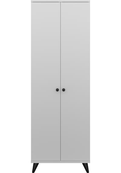 Simple Gardırop 6 Raflı 2 Kapaklı Tek Askılı 60x44x176 Beyaz Beyaz