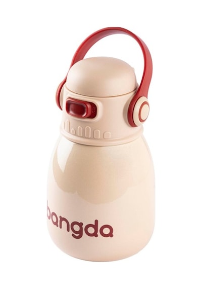 Bangda Bej Çift Katmanlı Tutacaklı Paslanmaz Çelik Çocuk Termosu 600ml Bej