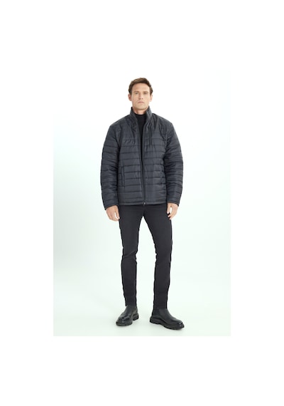 AC&Co / Altınyıldız Classics Erkek Siyah Sıcak Tutan Standart Fit Normal Kesim Dik Yaka Yan Cepli Mont Siyah