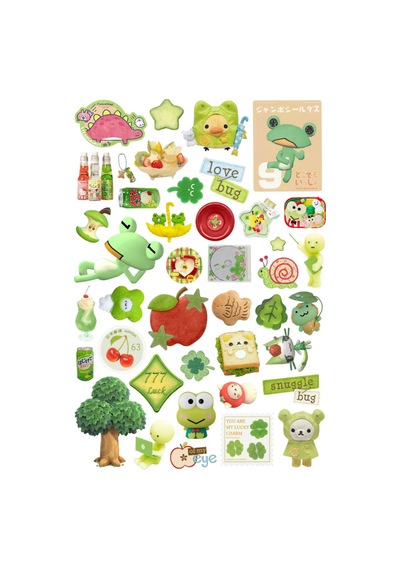 40 Adet Juminocore Talı Fairycore Sticker Seti - Etiket Seti Sketchbook Yeşil