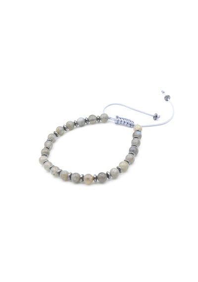 Murty99 Makrome Model Hakiki Labradorit Taşı Bileklik 5.5 Mm Gri