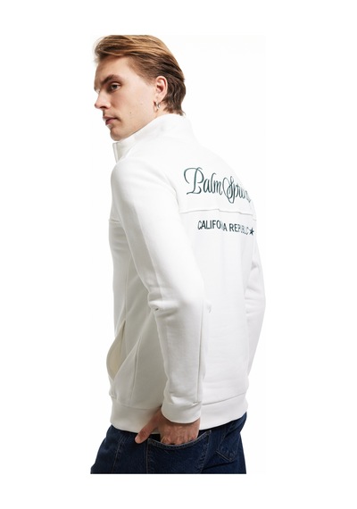 Koton İşlemeli Şardonlu Cep Detaylı Yarım Fermuarlı Sweatshirt Beyaz 5sam70042mk Beyaz