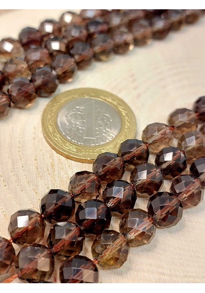 Dumanlı Kuvars Taşı Faset Kesim 8mm Unisex İkili Bileklik