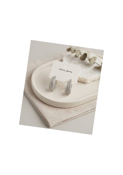 Gümüş Renk Zirkon Taşlı Damla Halka Model Kadın Küpe Tj-bkp12151 Evimdeyokyok