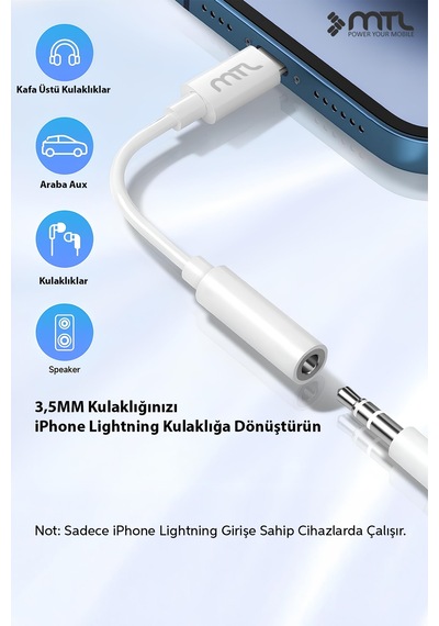 Lightning To 3.5mm Kulaklık Jack Adaptör İphone Ve İpad Uyumlu Ses Dönüştürücü Aux Çevirici