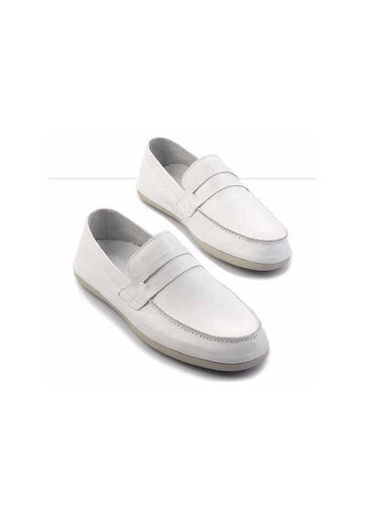 Bambi Beyaz Leather Erkek Loafer Ayakkabı E01304406643 Beyaz