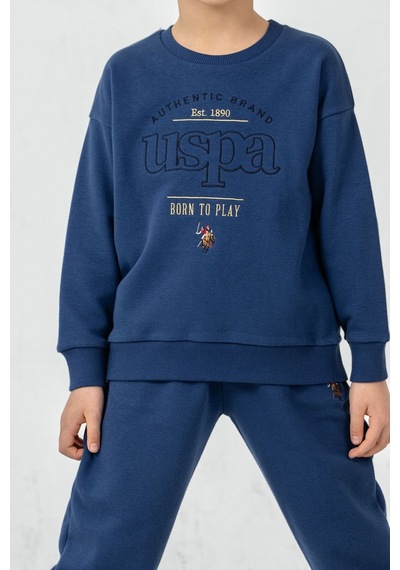U.S. Polo Assn. Erkek Çocuk Nakışlı Mavi Uzun Kol Eşofman Takımı Us2629-c-v3 Us2629-c-v3