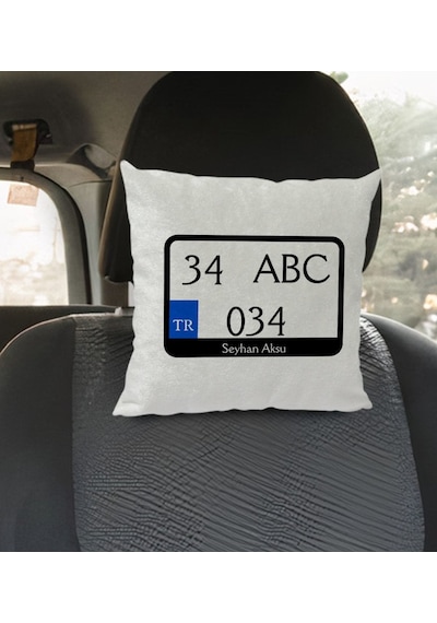 Bk Gift Kişiye Özel Plakalı Kare Araç Koltuk Yastığı-1 Çok Renkli