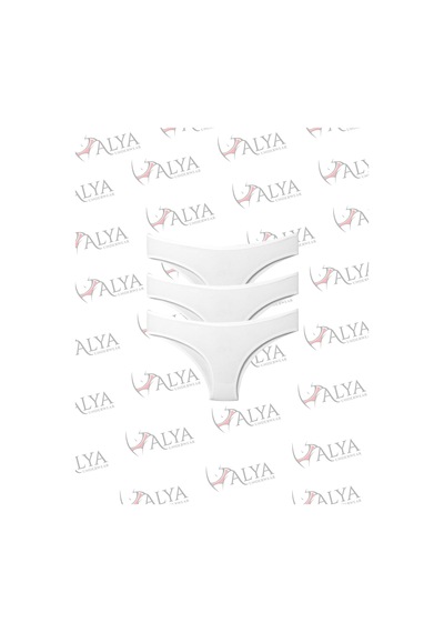 Alya Underwear Kadın Brazilian Külot 3 Adet Beyaz Beyaz