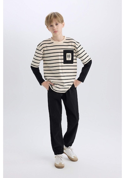 DeFacto Erkek Çocuk Jogger Fit Jogger Paça Gabardin Pantolon B6713A825SMBK81