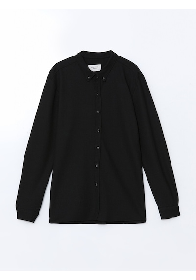 Lcw Vision Siyah Slim Fit Uzun Kollu Erkek Dokulu Gömlek
