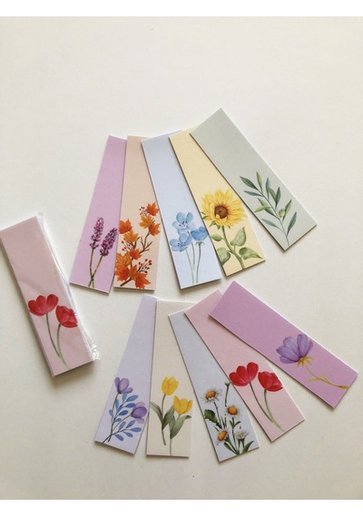 10 Adet Çiçekler Kitap Ayracı 40x145 Mm