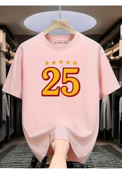 Şampiyon 25 Baskılı Unisex Tişört Pembe