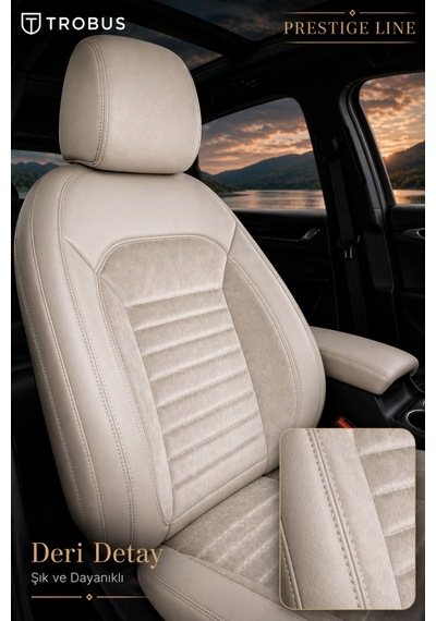Citroen Nemo 2008-2014 Ortopedik Tay Tüyü Koltuk Kılıfı Prestige Line Krem