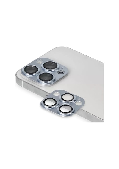 Newface Apple İphone 13 Pro Max Pers Alüminyum Kamera Lens - Sierra Blue Gri