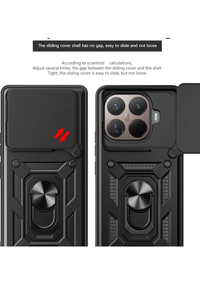 Xiaomi Mi 17t İle Uyumlu Kılıf Magnetik Standlı Kamera Korumalı Sürgülü Kapak Siyah