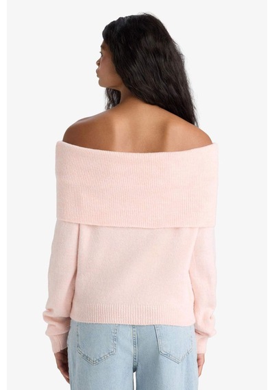 Defacto Regular Fit Omuzu Açık Kazak F3029ax25wnpn41 Pembe