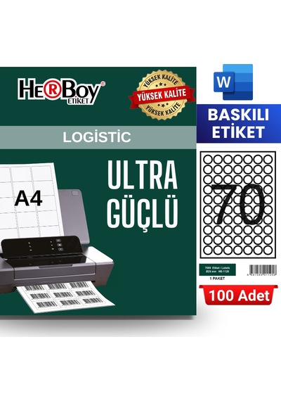 Herboy Hb-1125 25 X 25 Mm A4 Baskılı Laser Etiket 100 Adet