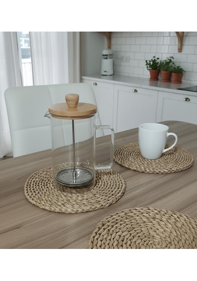 Bambu French Press 1000 Cc Bitki Çayı Filitre Kahve Bambu - Şeffaf