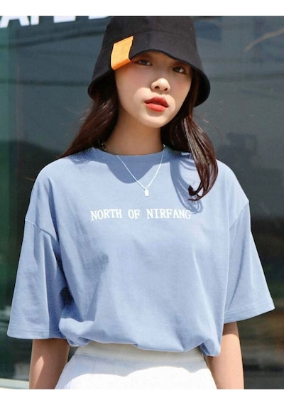 Uyguntarz Unisex North Of Nirfang Tasarım Basklı Tshirt Bebe Mavisi