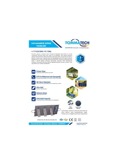 Tommatech Katlanabilir Güneş Paneli Tt-flex-fbag-110 110wp