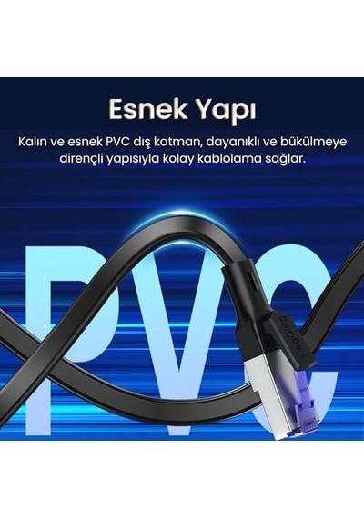 Cat7 10gbps Gigabit 600mhz Ftp Rj45 Flat Ethernet Kablosu 3 Metre Diğer