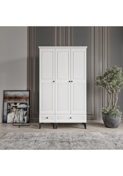 Beenal Nisa 3 Kapaklı Gardırop Dolap 120cm Beyaz-beyaz